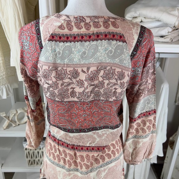 O'neill women's sz. small paisley tunic length long line top, 3/4 sleeves #1745 - Picture 5 of 7